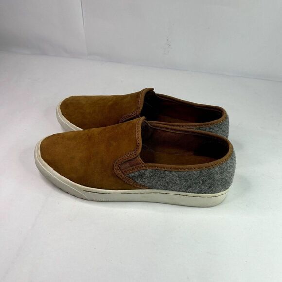 Sorel Campsneak Camel Brown Suede Gray Wool Slip On Shoes Casual Sneakers - Picture 3 of 8